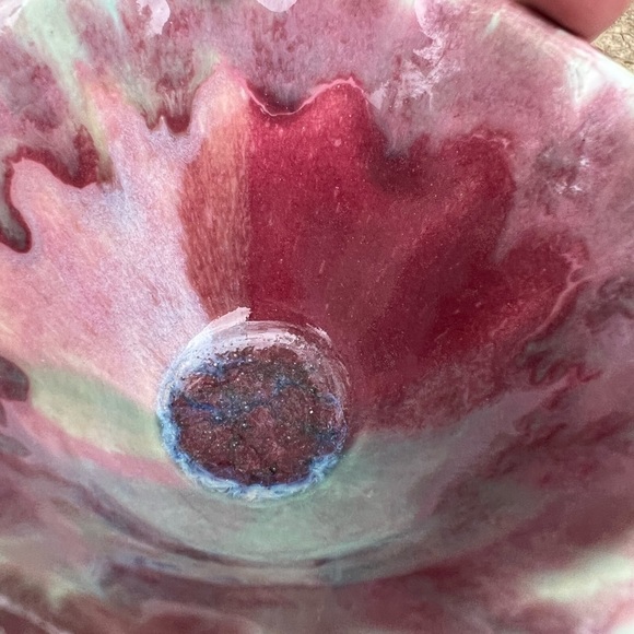 Pink Multi Color Pottery Bowl by a local artist - Picture 5 of 9
